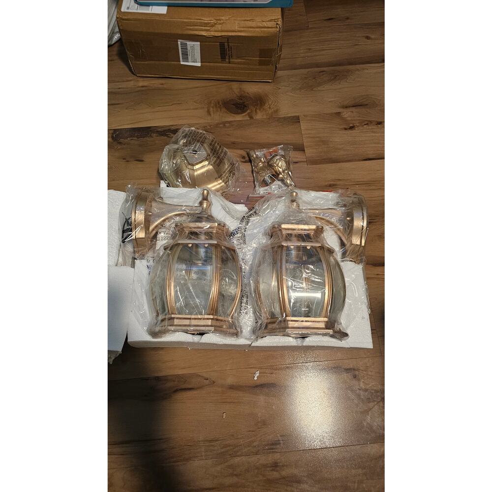 VIANIS 2 Pack Dusk to Dawn Porch Lights Outdoor Gold Exterior Lantern Waterproof